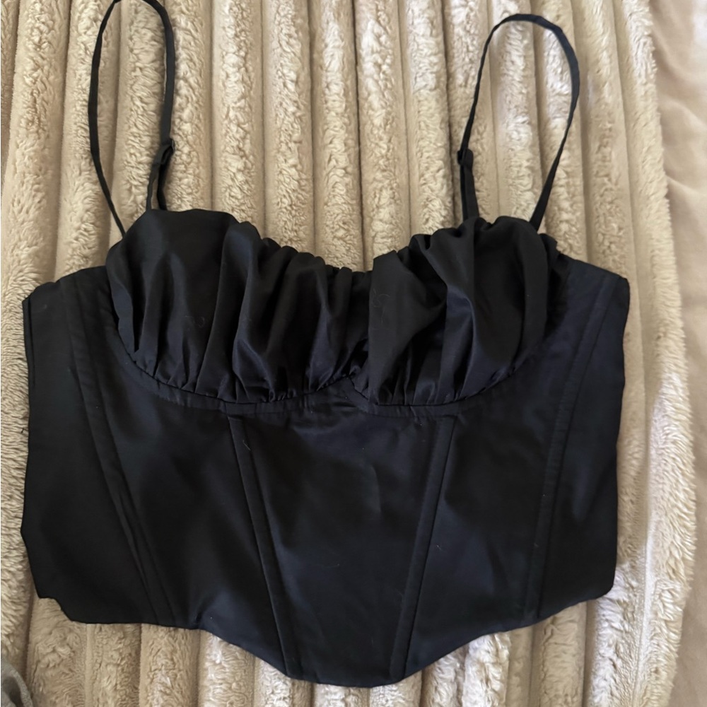 Black Ruched Bustier Top size small